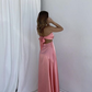 Pink Sweetheart Satin Backless Prom Dress Long Party Dress,DP400