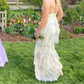 Elegant V Neck Tiered Backless Long Party Dress with Slit, DP2424