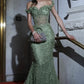 Elegant Off-the-Shoulder Sheer Corset Mermaid Prom Dress 3D Floral Beaded Evening Gown DP8221