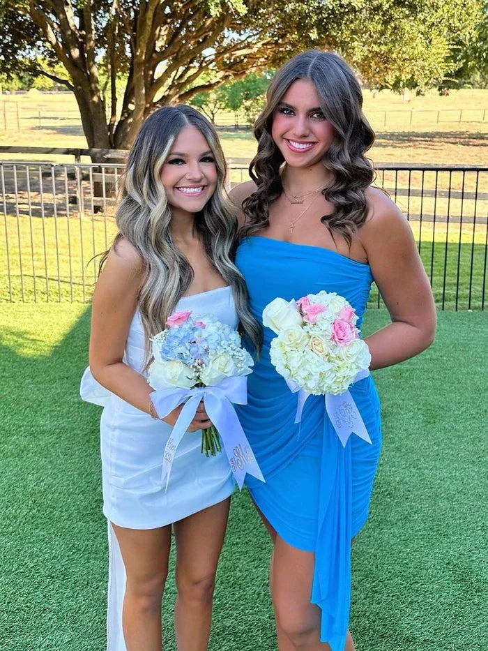 Vintage Simple Sheath Chiffon Strapless Homecoming Dress Party Dress Cocktail Dress DP6684