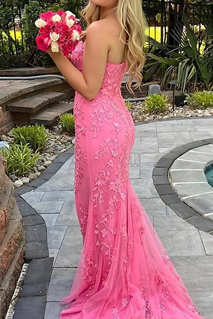 Charming Mermaid Lace Appliques Tulle Prom Evening Dresses,DP0161