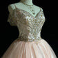 Vintage Pink Beaded Embroidery A-Line Homecoming Dress Spaghetti Strap Party Dress Short Chiffon Cocktail Dress, DP6558