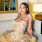 Vintage Golden Sweetheart Homecoming Dress A-Line Party Dress Applique Short Cocktail Dress, DP6550