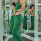 Green Sequin Keyhole Cutout Mermaid Long Formal Dress,DP047