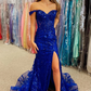 Charming Gold Off Shoulder Sequined Long Prom Dress wiith Slit,DP1023