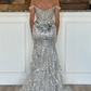 Charming Gold Off Shoulder Sequined Long Prom Dress wiith Slit,DP1023