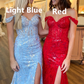 Charming Gold Off Shoulder Sequined Long Prom Dress wiith Slit,DP1023