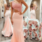 Pink One Shoulder Sequined Mermaid Prom Dress Evening Party Dress,DP1030