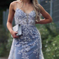 Blue Tulle Appliques Prom Dress Long Party Dress,DP1031