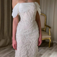 Gorgeous White Off Shoulder Beading Appliques Long Prom Dress Wedding Dress,DP1032