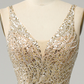 Gold Sequined Beading Backless Long Prom Dress,DP1033