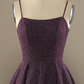 Dark Purple Straps Backless A-Line Formal Party Dress,DP1038