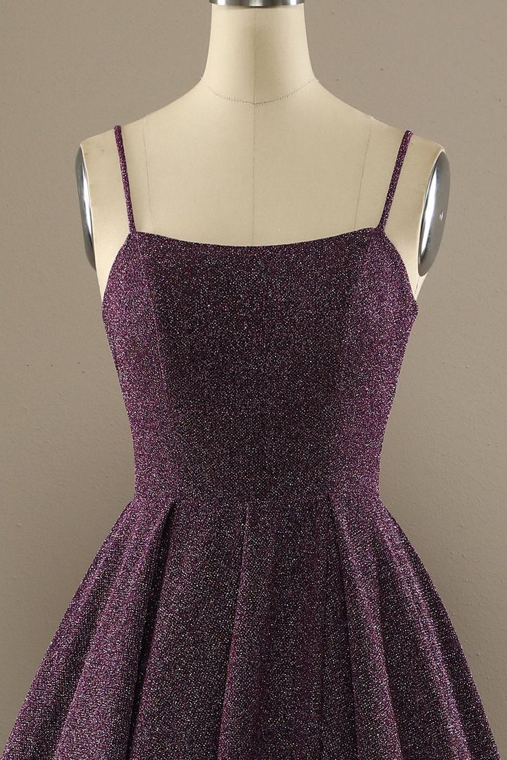 Dark Purple Straps Backless A-Line Formal Party Dress,DP1038