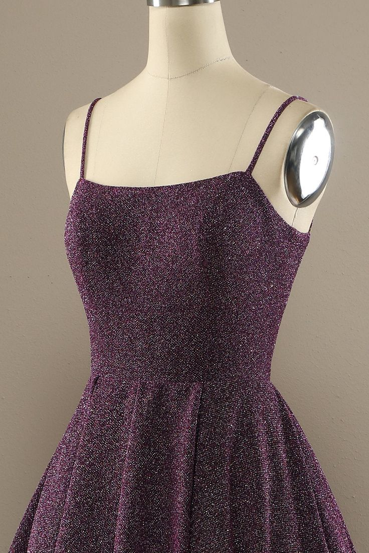 Dark Purple Straps Backless A-Line Formal Party Dress,DP1038