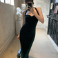 Dark Green Halter Velvet Prom Dress Formal Party Dress,DP1058