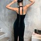 Dark Green Halter Velvet Prom Dress Formal Party Dress,DP1058