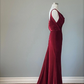 Burgundy Backless Velvet Long Prom Dress Formal Party Dress,DP1061