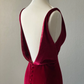 Burgundy Backless Velvet Long Prom Dress Formal Party Dress,DP1061