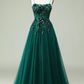 Emerald Green Sequined Beaded Long Formal Prom Dress,DP1065