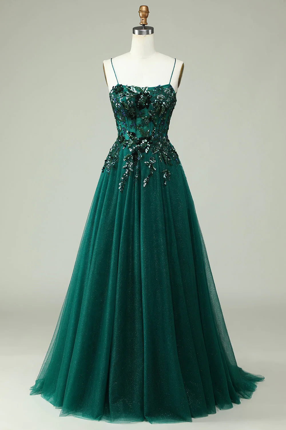 Emerald Green Sequined Beaded Long Formal Prom Dress,DP1065