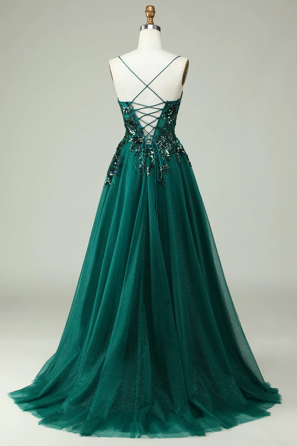 Emerald Green Sequined Beaded Long Formal Prom Dress,DP1065