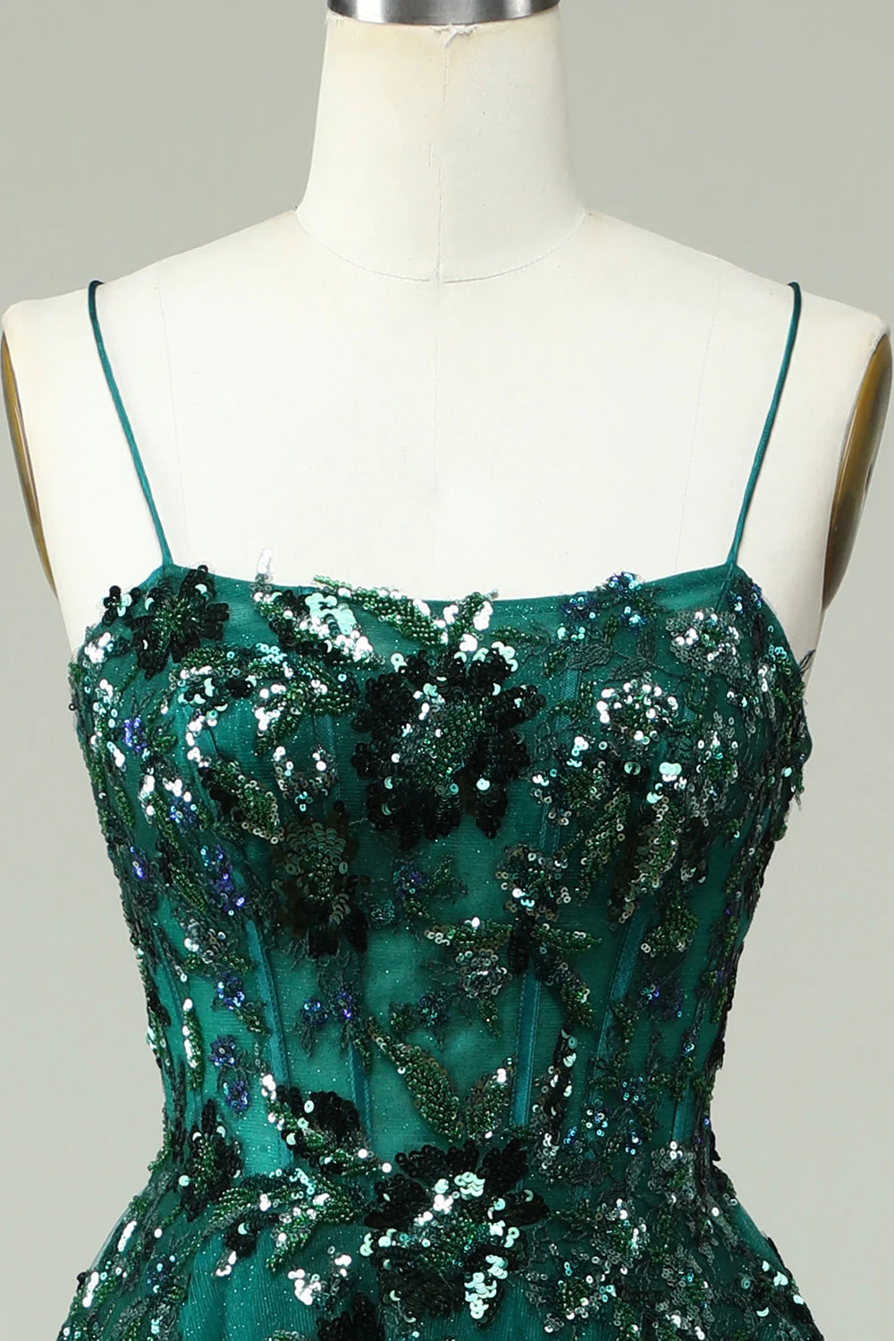 Emerald Green Sequined Beaded Long Formal Prom Dress,DP1065