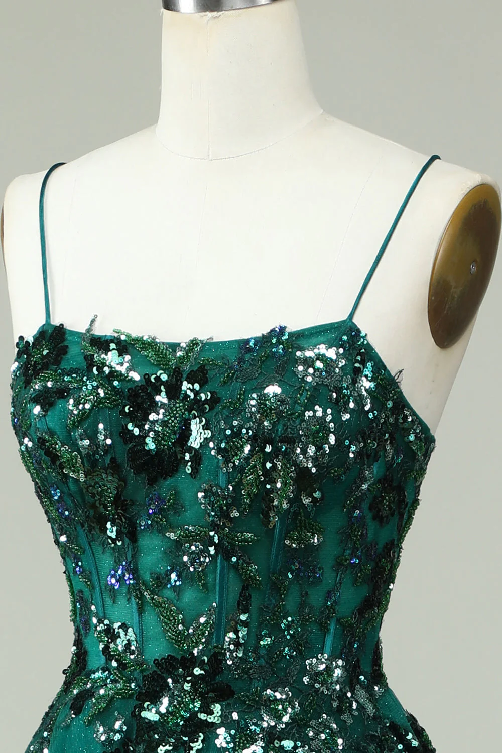 Emerald Green Sequined Beaded Long Formal Prom Dress,DP1065