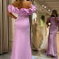 Chic Pink Off Shoulder Long Prom Dress with Slit,DP1067