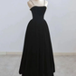 Black Velvet Tea Length Formal Prom Dress with Pearl,DP1070