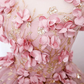 Pink A-Line Floral Tulle Lace Long Prom Dress Sweet Ball Gown,DP1072