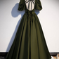 Green Puffy Sleeves A-Line Formal Dress Evening Gown,DP1073