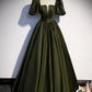 Green Puffy Sleeves A-Line Formal Dress Evening Gown,DP1073