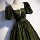 Green Puffy Sleeves A-Line Formal Dress Evening Gown,DP1073