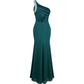 Green One Shoulder Backless Beading Long Prom Dress Evening Party Dress,DP1082