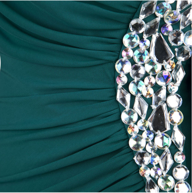 Green One Shoulder Backless Beading Long Prom Dress Evening Party Dress,DP1082