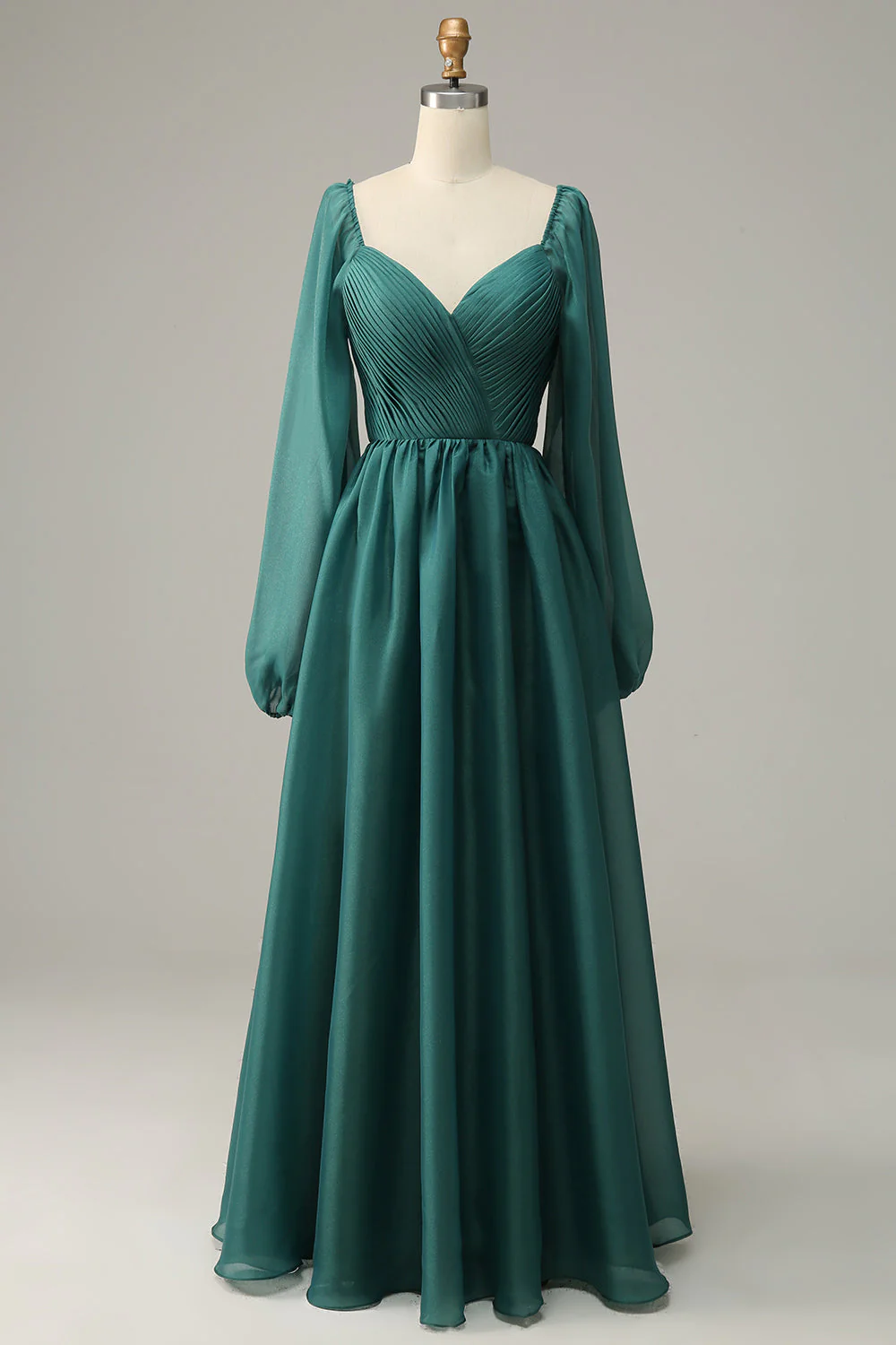 Green A-Line Long Sleeves Formal Prom Dress,DP1104