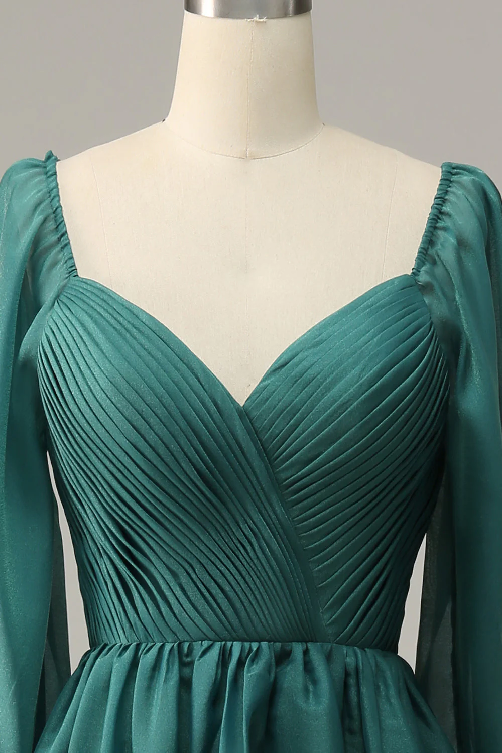 Green A-Line Long Sleeves Formal Prom Dress,DP1104