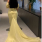 Charming Yellow Off-The-Shoulder Mermaid Long Prom Dress,DP1110