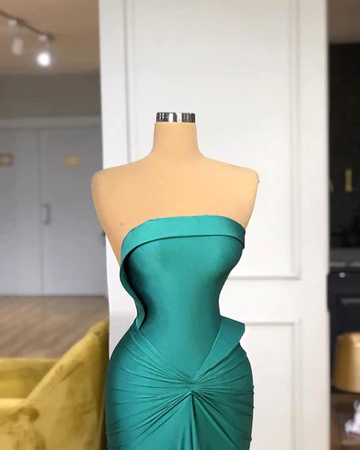 Glamorous Green Strapless Mermaid Long Prom Dress With Train,DP1115