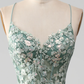 Light Green Lace-up Back Long Prom Dress With Appliques,DP1121