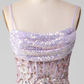 Lilac Sparkly Spaghetti Straps Mermaid Prom Dress With Slit,DP1122