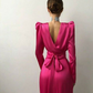 Fuchsia Long Sleeves Midi Length Party Dress,DP1138