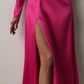 Fuchsia Long Sleeves Midi Length Party Dress,DP1138