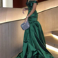 Green Off Shoulder Mermaid Long Prom Dress,DP1140