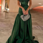 Green Off Shoulder Mermaid Long Prom Dress,DP1140