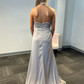 Grey Satin Halter Backless Long Prom Dress with Slit,DP1163