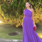 Purple One Shoulder A-Line Long Prom Dress,DP1193