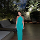 Simple Green Halter Long Evening Dress with Slit,DP1204