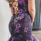 Purple Off the Shoulder Sequined Appliques Mermaid Long Prom Dress,DP1223