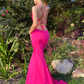 Sexy Hot Pink Spaghetti Straps Mermaid Long Prom Formal Party Dress,DP1237